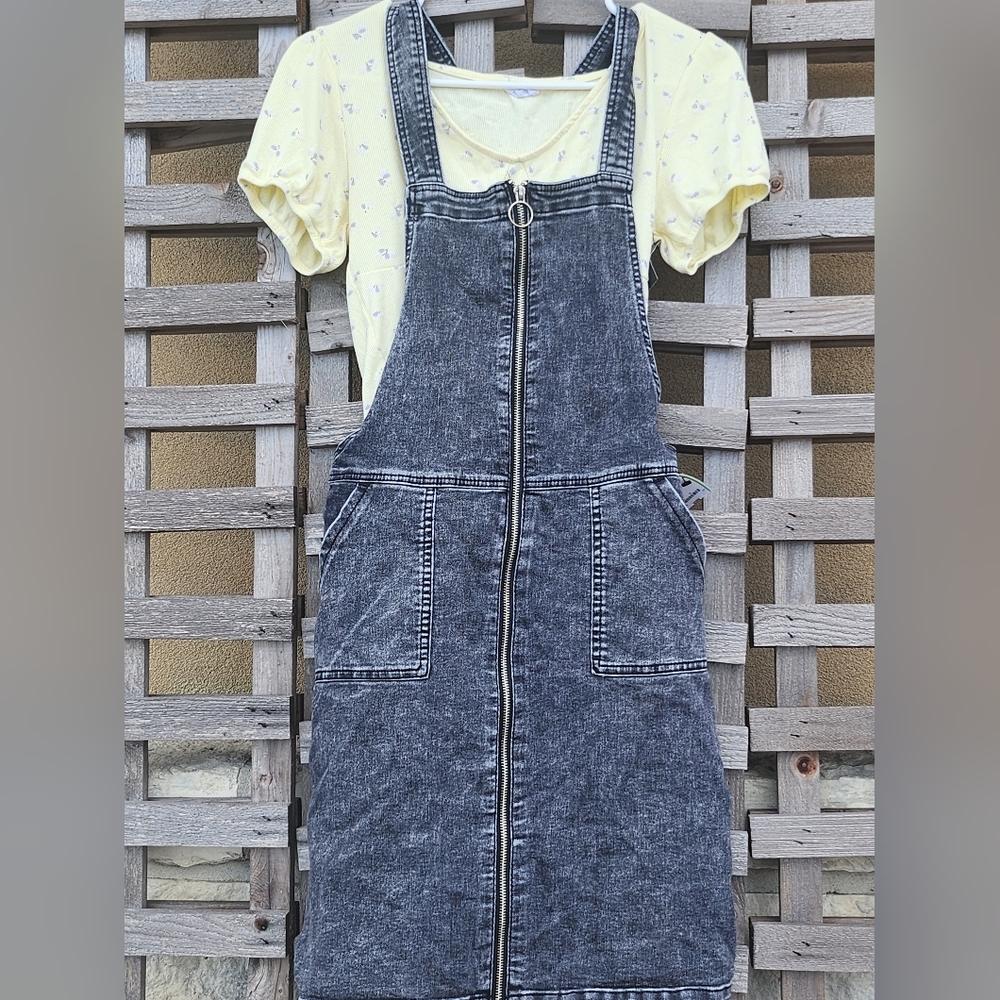 floral tee with denim dress